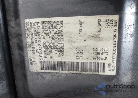 2018 Nissan Altima 2.5 Sr z USA, uszkodzony, nr VIN 1N4AL3AP2JC270135